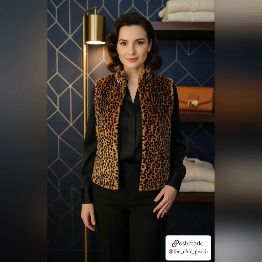 🐆EP Pro Leopard Faux Fur Vest – Size Medium – NWOT🐆